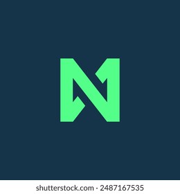 Letter N timeless logo. icon infinity business. green color combination