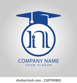 Letter n and toga hat in education logo design