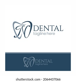Letter N Tooth Dental Logo Design