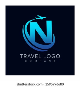 Letter N tour and travel logo design vector