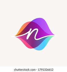 Letter N with transparency sound waves logo design concept. Vector icon perfect to use in any audio electronic labels, music posters, dj identity, etc.