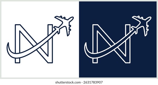 Letter N Travel Logo Template Design Vector, line Design Concept, Creative Symbol, Icon