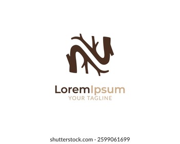 Letter n tree branch simple modern logo design vector