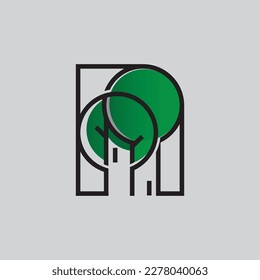 diseño vectorial del logotipo de la línea de árbol n