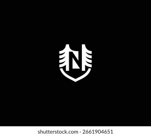 Letra N árbol natural escudo moderno limpio logo