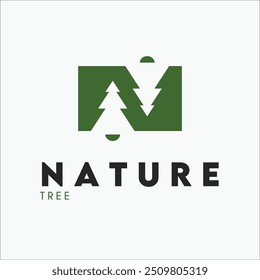 letter n tree nature logo vector illustration design