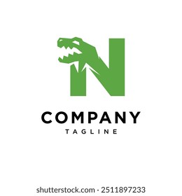 Letra N T-Rex Dinosaurus ícone ícone de logotipo vetor