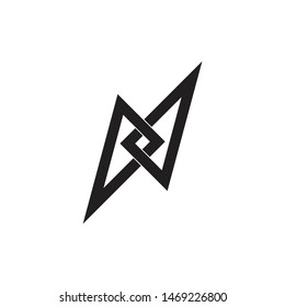 letter n triangle overlapping line logo vector