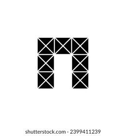 Letter n triangles, square geometric symbol simple logo vector