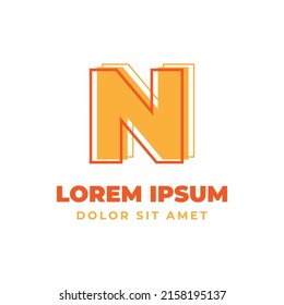 letter N trippy outline with fresh bright color alphabetic vector logo design element