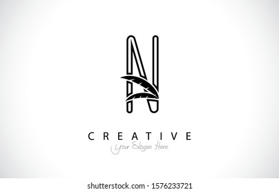 Letter N Tropical Design Logo Concept. Creative Icon Logo with monogram style Vector Illustration.
