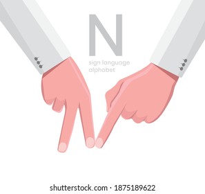 The letter 'N. Turkish handicapped hand alphabet letter N. Disabled hand. Hand tongue. Learning the alphabet, non-verbal communication, expression gestures vector.