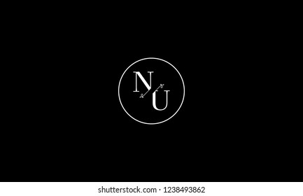 LETTER N AND U FLOWER LOGO WITH CIRCLE FRAME FOR LOGO DESIGN OR ILLUSTRATION USE