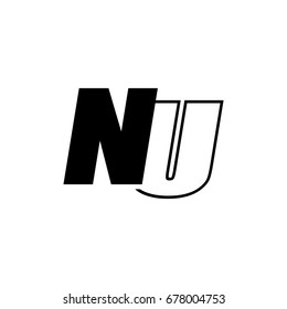 letter N and U logo overlapping black negative