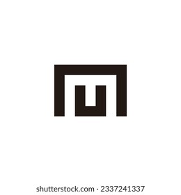 Letter n, U and M square geometric symbol simple logo vector