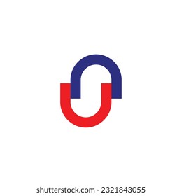 Letter n and U magnets geometric symbol simple logo vector 