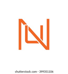 letter N and U monogram square shape logo orange