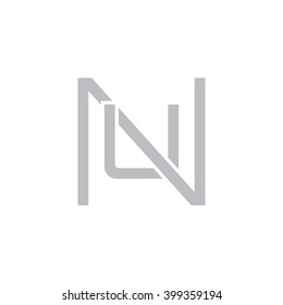 letter N and U monogram square shape logo gray