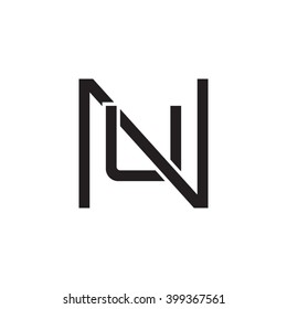 letter N and U monogram square shape logo black