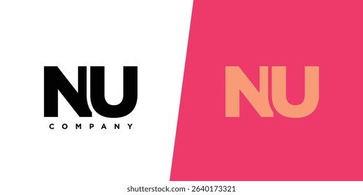 Letter N and U, NU logo design template. Minimal monogram initial based logotype.