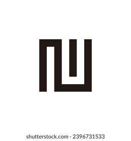Letra N banda U símbolo geométrico simple logo vector