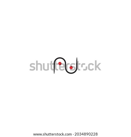 
letter n  U, two point symbol simple logo vector