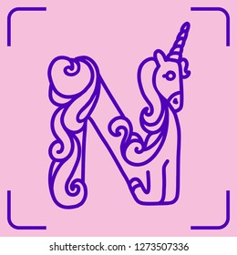 letter n unicorn written by unicorns stock vector royalty free 1273507336 shutterstock