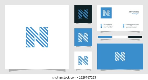 the letter N is unique using the line art style. logo and business card templates. Premium vector