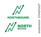 Letter N and the up-down arrow combine to form the Northbound travel company logo design.