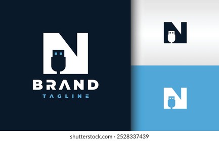 letter N USB cable logo