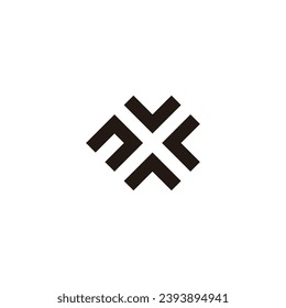 Letter n, v, c and A square geometric symbol simple logo vector