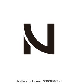 Letter N and v curve geometric symbol simple logo vector