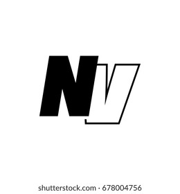 letter N and V logo overlapping black negative