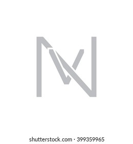 letter N and V monogram square shape logo gray