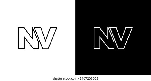 Letter N and V, NV logo design template. Minimal monogram initial based logotype.