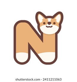 A letter N vector cute corgi dog
