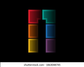 Diseño vectorial de letra N, logotipo de fuente colorido. Multiolor dividido dinámico. diseño sobre fondo negro. Para medios sociales, elementos de diseño, afiche creativo, plantilla web    


