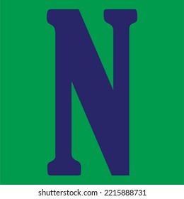 la letra "N" en forma vectorial, el color de las letras es púrpura y el color de fondo es verde  