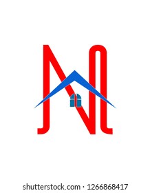 Letter N vector with home logo