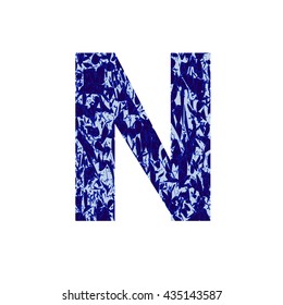 Letter N. Vector illustration with blue letter N.