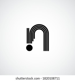 Plantilla de diseño de logotipo de punto de línea vectorial de letra N. Símbolo exclusivo de logotipo negro minimalista moderno