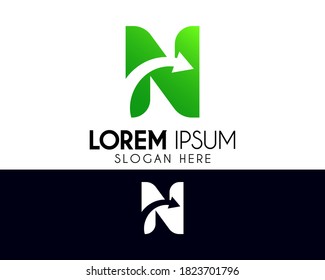 Letter N vector logo design. Arrow icon concept. Modern logo for brand identity. Creative symbol element or template