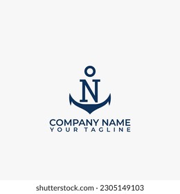Letter N vector logo integrated in a simple minimalist anchor shape.