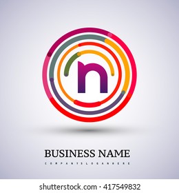Letter N vector logo symbol in the colorful circle thin line. Design for your business or company identity.