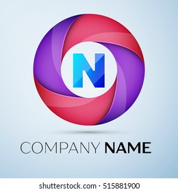 Letter N vector logo symbol in the colorful circle. Vector template for your design