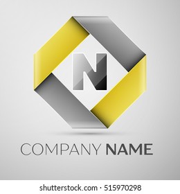 Letter N vector logo symbol in the colorful rhombus. Vector template for your design