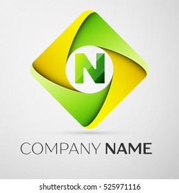 Letter N vector logo symbol in the colorful rhombus. Vector template for your design