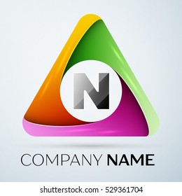 Letter N vector logo symbol in the colorful triangle. Vector template for your design