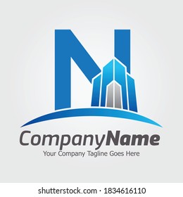 Letter N vector logo template, Colorful Letter N logo, Real Estate, Building and Construction Logo Design Template Vector Icon