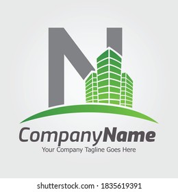 Letter N vector logo template, Colorful Letter N logo, Real Estate, Building and Construction Logo Design Template Vector Icon